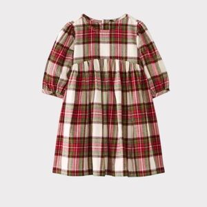 New Hanna Andersson Girl's Print Flannel Dress Family Holiday Plaid Red NWOT